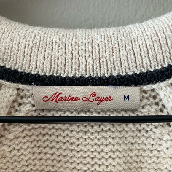 MARINE LAYER Berkeley Sweater Polo in Charcoal Stripe - Picture 7 of 7